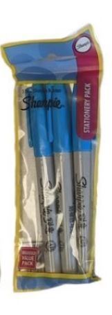 3PK PERMANENT MARKER STATIONERY SET LIGHT BLUE