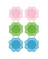 6 PC FELT DOILIES 3 COLOURS