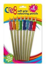 8PK SOFT GRIP COLOURING PENCILS