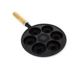 DOUGHNUT PAN W/WOODEN HANDLE