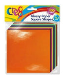 100PK ASSORTED GLOSSY PAPER SQUARE SHAPES 15.5CM