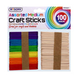 Rysons Assorted Medium Popsicle Wooden Craft Sticks 100 Pack