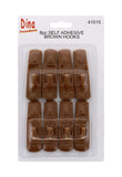 8PC SELF ADHESIVE BROWN HOOKS