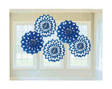 5PK PAPER FAN ROYAL BLUE 20CM