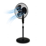 Infapower 16" Pedestal Fan | Black | Oscillating Cooling Fan | 3 Speed | Adjustable Height
