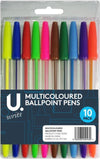 10PK MULTICOLOURED BALLPOINT PENS