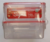 MAX HOUSE WARES 700ML SIGMA RECTANGLE CLIP LOCK CONTAINER 2 PACK RED AND WHITE