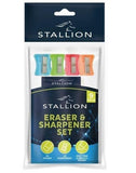 9PK ASSORTED STALLION ERASER SHARPENER SET