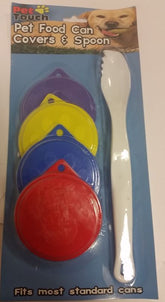 PET TOUCH PET FOOD CAN COVERS WITH SPOON 4 PACK