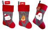 CHRISTMAS CRAFT STOCKING GREY/RED