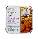 3 SQUARE FOIL CONTAINERS W/LIDS