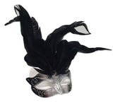 SILVER MASK NO LACE W/FEATHERS