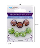 7 PC LAMPWORK GLASS BEADS EARTH