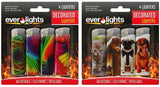 4 PK ASSORTED DECORATED REFILLABLE LIGHTERS