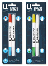 2PK LIQUID CHALK PENS- DOUBLE SIDED 4 CHALKS