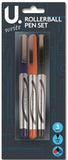 3PK ASSORTED FINE TIP ROLLER BALL PEN SET