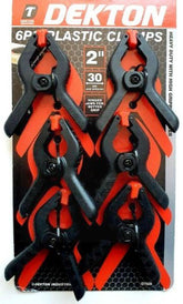6PK DEKTON PLASTIC SPRING CLAMPS - BLACK