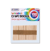 100 PK SML POPSICLE WOODEN CRAFT STICKS