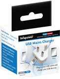 Infapower Single USB Mains Charger 1A