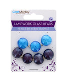 7 PC LAMPWORK GLASS BEADS PURPLE HAZE