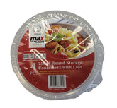 MAX HOUSE WARES 750ML ROUND FOOD STORAGE CONTAINERS WITH LIDS 4 PACK CLEAR