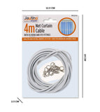 4M CURTAIN WIRE WITH 16 HOOKS & EYE FITTING