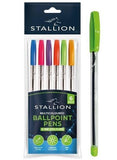 6PK ASSORTED STALLION MULTICOLOURED BALLPOINT PENS
