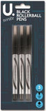 3PK-U WRITE FINE TIP BLACK ROLLER BALL PEN SET