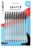 10PK PULL CAP BALL POINT PENS BLACK