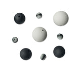 9 PC SMOOTH ACRYLIC BEADS BLACK