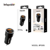 Infapower 38W Dual Port Car Charger – USB-A & USB-C Fast Charge
