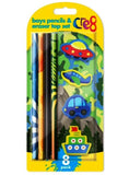 8PK CRE8 BOYS PENCILS,ERASER TOP SET