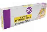 20PK LARGE DOUBLE ZIPPER FREEZER BAGS