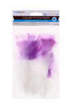 12 PC COLOR-TIP FEATHERS WHITE W/ LILAC