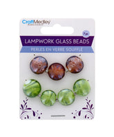 7 PC LAMPWORK GLASS BEADS EARTH