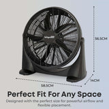Infapower 20" Box Fan 90W | 3 Speed Portable Cooling Fan | Powerful Air Circulation