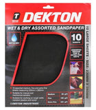 10PK ASSORTED WET & DRY SANDPAPER 230 X 280MM