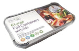 6 LARGE FOIL CONTAINERS W/LIDS