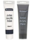 2 x 150ML ARTIST ACRYLIC PAINT BLACK & WHITE