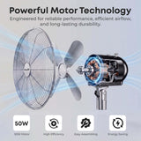 Infapower 16" Chrome High Velocity Pedestal Fan | Metal Floor Fan | Adjustable Height | 3 Speed