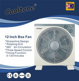 12" PLASTIC BOX FAN 360 DEGREE ROTATION