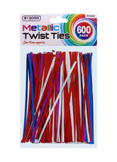 600PK ASSORTED METALLIC TWIST TIES