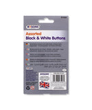 BLACK & WHITE BUTTONS ASSORTED SIZES