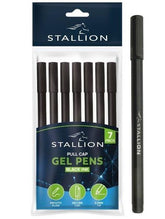 7PK STALLION PULL CAP GEL PENS BLACK INK