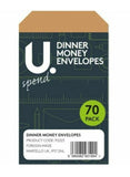 70PK DINNER MONEY ENVELOPES - BROWN