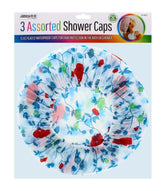 3PC SHOWER CAPS ASST COLOURS