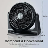 Infapower 8" Turbo Power Fan | High Performance Air Circulator | Compact Desk & Floor Fan
