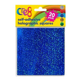 20PK ASSORTED SELFADHESIVE HOLOGRAPHIC SQUARES 11 X 11CM