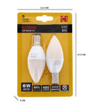 2PK KODAK LED BULB CANDLE B15 BAYONET 6W WARM WHITE