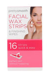 16PK FACIAL WAX STRIPS & FINISHING WIPES